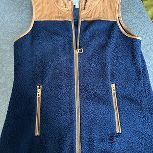 Sail to Sable navy vest with suede trim